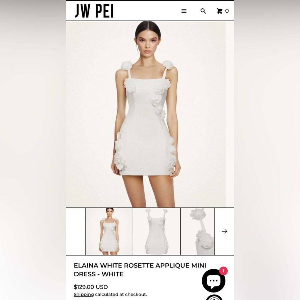 JW PEI White Rosette Mini Dress - White